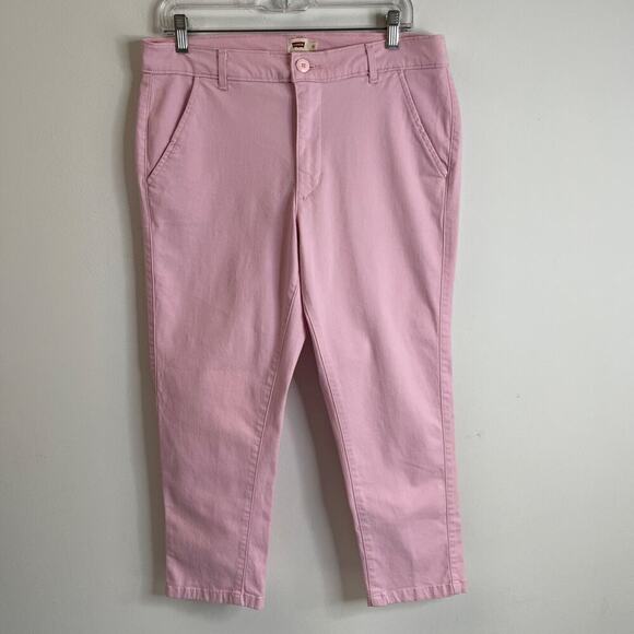 Levi’s Women’s Chino Pants 8 Pink Ankle Cropped Tapered Stretch Mid Rise Cotton - Picture 2 of 6